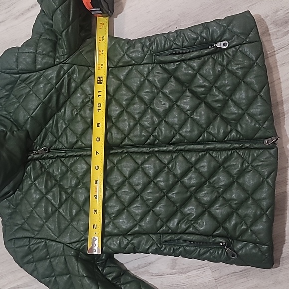 🇧🇫🇧🇬Benetton Quilted 2 Way Zipper Jacket Forest Green Womens XS - Picture 10 of 12